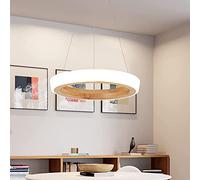 Table à manger LED Lampe suspendue Moderne Bois Bague Lumière pendante, Dimmable Plafond Lampe Suspendue pour Salon Bureau Salon Cuisine Salle À Manger (C)