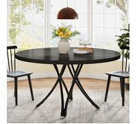 Table à manger - LITTLE TREE - Ronde 120 cm - Pieds croisés - Bois massif - Noir