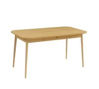 Table à manger MACARON effet chêne avec tiroir - Beige