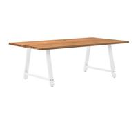 Table à manger massive marron clair 220 x 120 x 74 cm, table de cuisine rectangulaire en bois de chêne, table à manger stable pour la famille et les amis