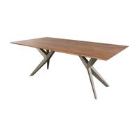 Table à manger - MASSIVMOEBEL24 - Acacia laqué Bois naturel - Anthracite mat - Rectangulaire - 8 places