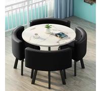 Table a Manger Moderne avec Chaises Table a Manger et Chaises Ensemble de 4, Couvrant Une Superficie de 1㎡, Sensation d'assise Confortable(White and Black)