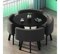 Table a Manger Moderne avec Chaises Table a Manger et Chaises Ensemble de 4, Couvrant Une Superficie de 1㎡, Sensation d'assise Confortable(Black and Dark Gray)