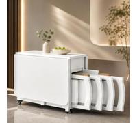 Table à Manger Moderne Bois Blanc Extensible Espace optimisé | Format compact facilitant l'aménagement avec surface adaptée aux repas aux activités et au travail quotidien.