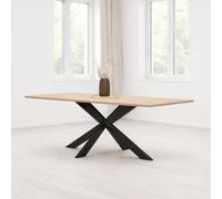 Table à manger moderne pied central coloris beige 180cm EROS