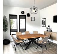 Table à manger MONTANA 180x90 CM- 8 personnes/ Plateau décor Chêne et Pieds métal noir