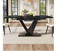 Table à manger Noir extensible,Table à manger rectangulaire,table à rallonges,table,pour 6-8 personnes,118-157x70x75 cm,MDF,moderne