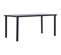 Table à manger noire et gris béton, 160 x 80 x 75 cm, panneau MDF avec grain de bois, cadre en métal stable, pour cuisine et salle à manger, table de cuisine rectangulaire moderne