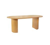 Table à manger oblongue bois d'hévéa et placage chêne 6-8 places naturel - Esteban