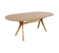 Table à manger oblongue extensible bois d'hévéa placage chêne 4-8 places