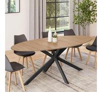 IDMarket – Table à manger Ovale Alix – 10 personnes, pied araignée bois et noir, 200 cm