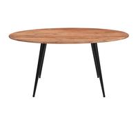 Table à manger ovale en bois massif et métal noir L160 cm OBALI