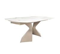 Table à manger ovale extensible 180/260 cm céramique &amp taupe - CATERINA Meubletmoi