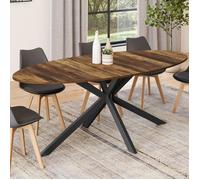 IDMarket - Table à Manger Ovale Alix 10 Personnes Pied araignée Noir et Plateau Bois foncé Hawkins 200 cm