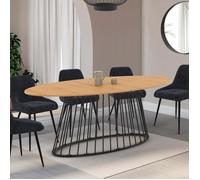 IDMarket – Table à manger Yuna ovale 10 personnes plateau bois pied filaire métal noir 200 cm