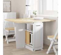 vidaXL Table à manger Corona papillon pliable blanc en bois de pin massif
