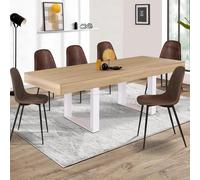 IDMarket - Table à Manger Rectangle Phoenix 8 Personnes Bois et Blanc 200 cm