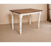 Table à manger pin massif blanc couleur chêne brossé huilé 50-130 cm