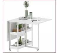 Table à manger pliable - HOMCOM - Pour 2-4 personnes + 2 étagères - Blanc