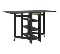 HOMCOM Table à Manger Pliable, Table Pliante Cuisine, sur roulettes, avec 2 abattants et 3 étagères, Design Moderne, Table de Cuisine pour Petits espaces, 120 x 60 x 75 cm, Noir
