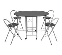 Table à manger pliante 5 pièces avec plateau en MDF et cadre en fer revêtu par pulvérisation, 110 x 80 cm, 4 chaises, peu encombrante et robuste, pour cuisine et salle à manger moderne