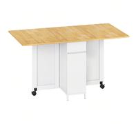 Table à Manger Pliante, avec Roues, Table de Cuisine rectangulaire Extensible et Pliante, avec des tiroirs et des étagères Ouvertes, Convient aux Petits espaces,Blanc-chêne À propos de cet article1.[G