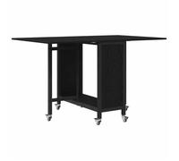 Table à manger pliante avec roulettes chêne noir - vidaXL - 130 x 80 x 76 5 cm - 1 étagère - roues avec freins 5359115