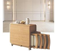 Table a Manger Pliante Ensemble Table et chaises en Bois Massif Table de Salle à Manger Style Moderne du Milieu du siècle avec 4 chaises et Un tiroir Tables de Cuisine Pliables multifonctionnelles