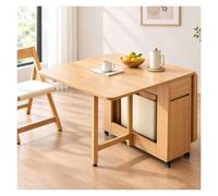 Table à Manger Pliante Extensible en Bois Massif avec Rangement | Structure rabattable permettant un usage flexible et un rangement pratique entre deux utilisations