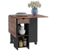 HOMCOM Table à Manger Pliante, Table de Cuisine Extensible, pour 2 à 4 Personnes, avec 2 abattants, pour Petits espaces, rectangulaire, Design Moderne, Brun Rustique et Noir