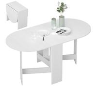 HOMCOM Table à Manger Pliante, Table Pliante Cuisine Ovale jusqu'à 6 Personnes, pour Petits espaces, Salle à Manger, Blanc