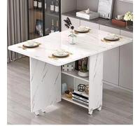 Table à manger pliante, petite table à manger mobile ménage, avec roues et table multifonctionnelle simple rectangulaire extensible,white-120x60x77cm