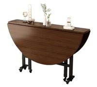 Table À Manger Pliante Ronde Portative,Table De Cuisine Portable For Petit Espace,Table À Manger Télescopique En Bois Avec 6 Roulettes,Adaptée À La Maison(Black Walnut,120cm/47.2in)