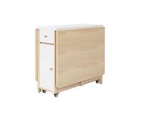 Table À Manger Pliante, Table De Cuisine Pliante avec Tiroir Et Étagère De Rangement À Deux Niveaux, Tables Extensible À Abattant pour Petits Espaces(Natural,160cm)