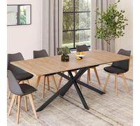 IDMarket - Table à manger rectangulaire Alix 10 personnes pied araignée bois et noir 200 cm