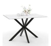 Table à manger rectangle ALIX 6 personnes pied araignée noir et plateau effet ma