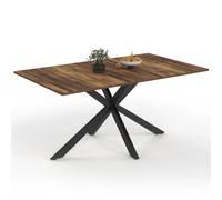 IDMarket Table à manger ALIX 8 personnes pied araignée noir plateau bois foncé 160 cm