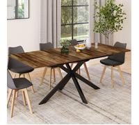 IDMarket Table à manger extensible ALIX Bois vieilli et noir 6-10 personnes 160-200 cm