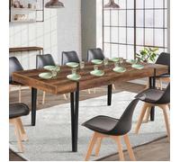 IDMarket - Table à Manger Extensible Rectangle Austria 6-10 Personnes Bois foncé Pied épingle Noir 160-200 cm