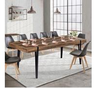 IDMarket Table à manger extensible Austria bois vieilli pied épingle noir 8-12 pers 200-240 cm