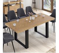 IDMarket Table à manger extensible Cassius rectangle – 4-8 pers Effet chevrons pieds noirs 160-200cm