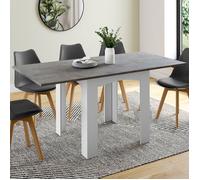 Table à manger rectangle extensible - IDMARKET - DONA - Blanc et béton - 4-8 personnes - 80-160 cm