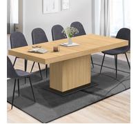 IDMarket - Table à Manger Extensible Rectangle Eden 6-10 Personnes Bois et Socle Noir 160-200 cm