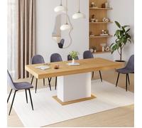 IDMarket – Table à manger rectangulaire extensible EDEN – Bois et blanc – 6-10 pers. – 160-200 cm