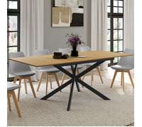 IDMarket – Table à manger extensible INES rectangle bois et noir 6-10 personnes 160-200 cm