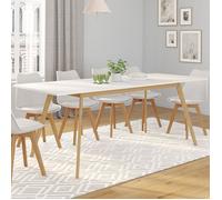 Table à manger rectangle extensible - IDMARKET - INGA - Blanc - 6-10 personnes - 160-200 cm