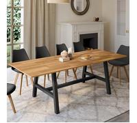 IDMarket – Table à manger rectangulaire extensible Madeleine – Bois et noir – 6-12 pers. – 160-240 cm