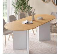 Table à manger rectangle extensible - IDMARKET - MARTHE - Bois et blanc - 6-10 personnes - 160-200 cm