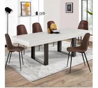 IDMarket – Table à manger extensible Phoenix – Rectangulaire bois et gris – 4-8 personnes – 160-200 cm