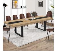 IDMarket - Table à Manger Extensible Rectangle Phoenix 6-12 Personnes Bois et Noir Bande Centrale Noire 200-300 cm